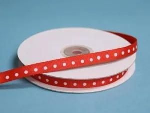 25 Yards 3/8" DIY Red Grosgrain Polka Dot Ribbon Wedding Party Dress Favor Gift Craft Decoration