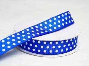 25 Yards 7/8" DIY Royal Blue Grosgrain Polka Dot Ribbon Wedding Party Dress Favor Gift Craft Decoration