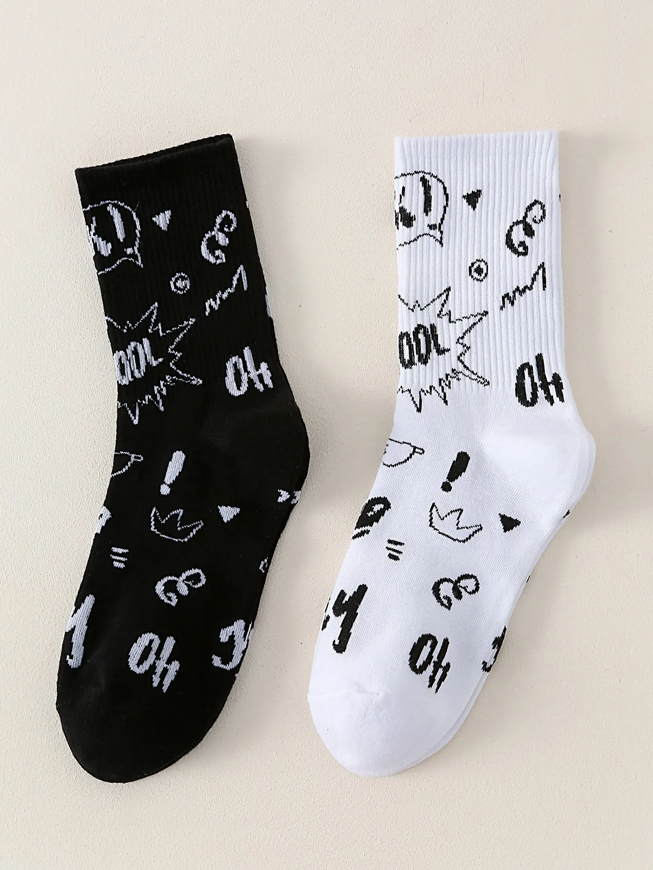 2pairs Glasses Heart Cool Ok Graphic Crew Socks Silly Socks for Men Funky Socks