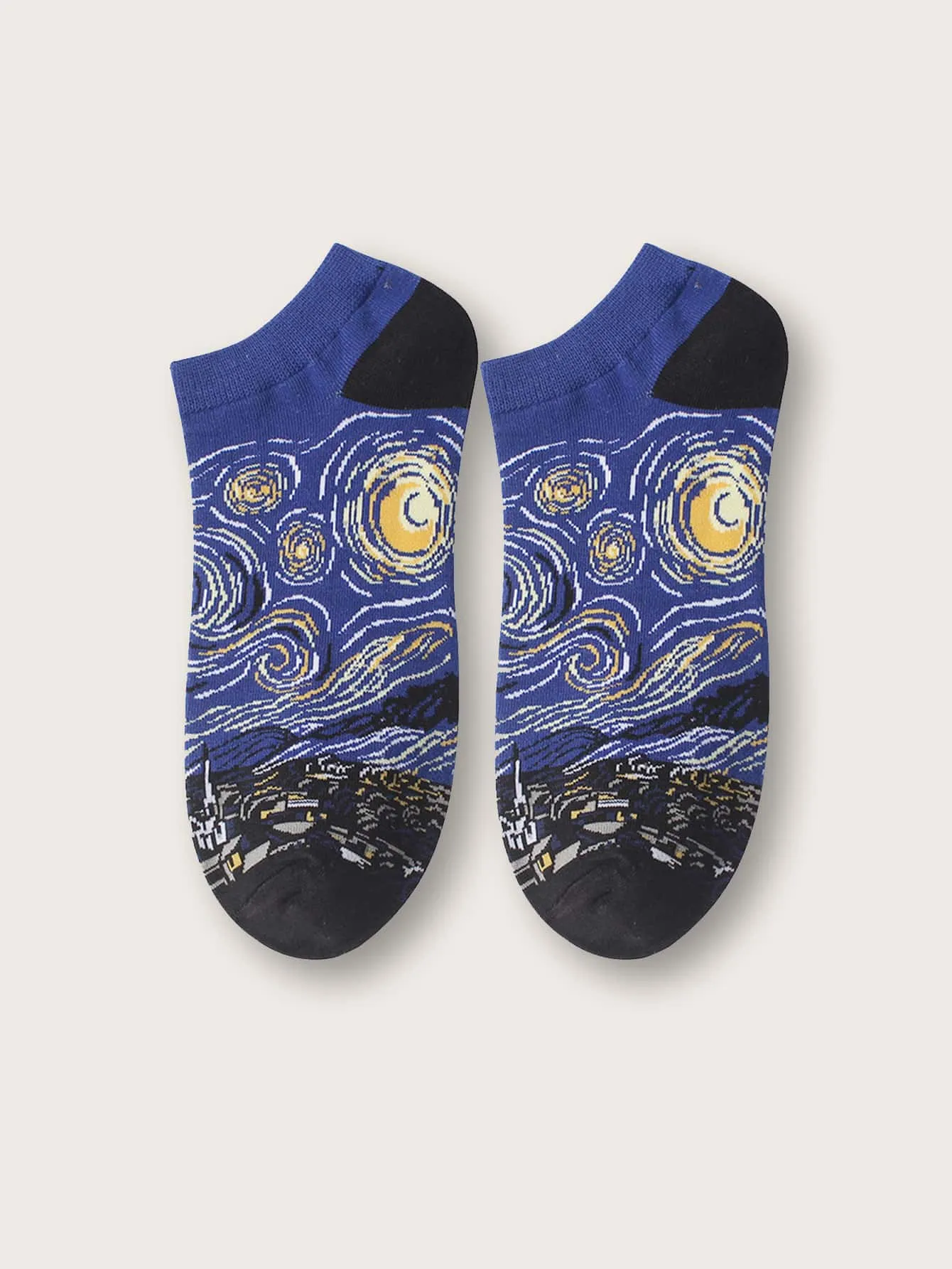 2pairs Night Painting Socks Silly Socks for Women Funky Socks Funny Socks