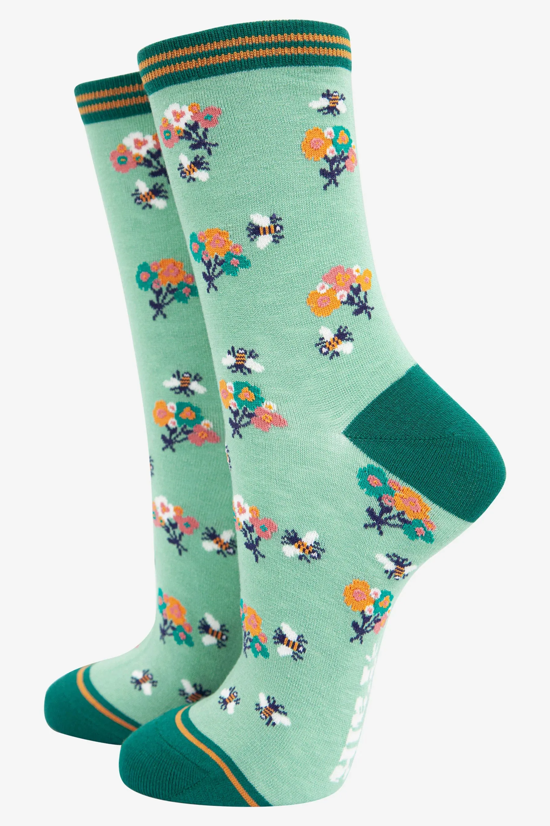 4463BFLOGR Bee Posy Floral Print Bamboo Socks