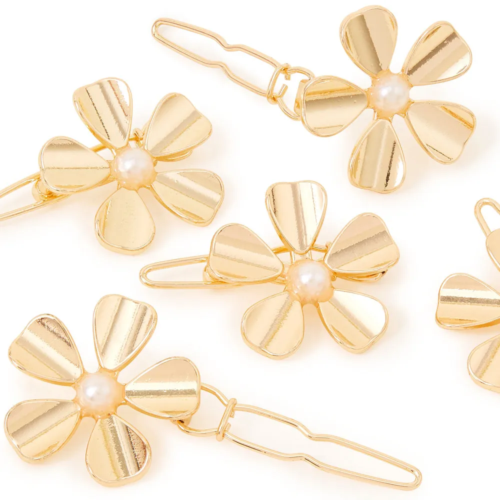 Accessorize London Women's Gold 5 Mini Gold Flower Hair Clips