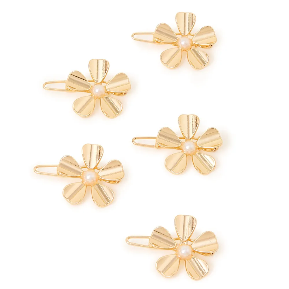 Accessorize London Women's Gold 5 Mini Gold Flower Hair Clips