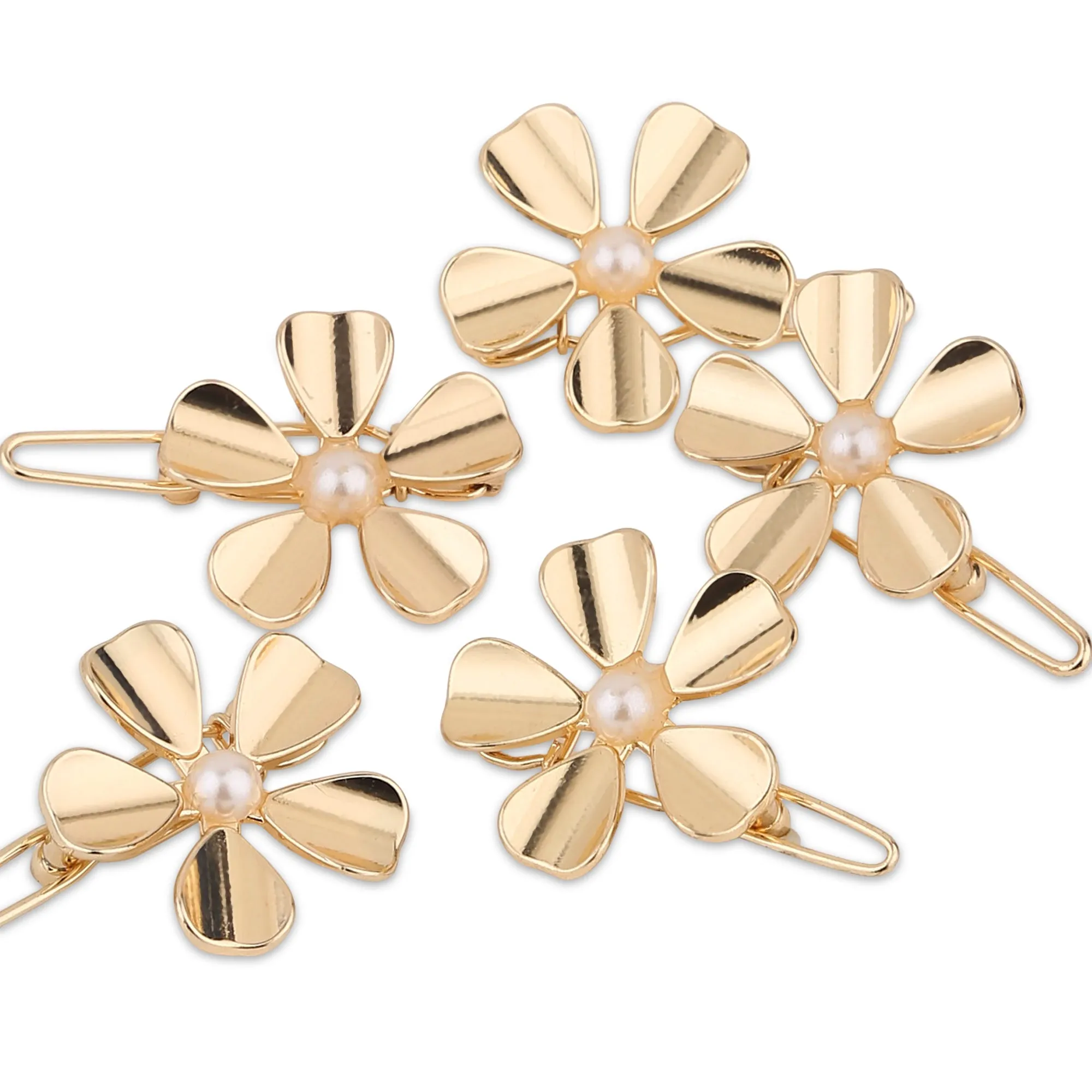 Accessorize London Women's Gold 5 Mini Gold Flower Hair Clips