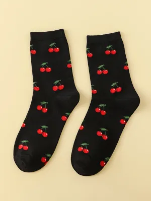 All Over Cherry Crew Socks Funny Socks for Women Novelty Socks Funky Socks Gift