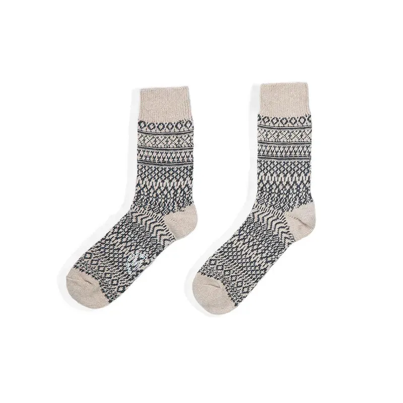 Amekaji Crew Socks Vintage Patterns Men's Knitted Socks