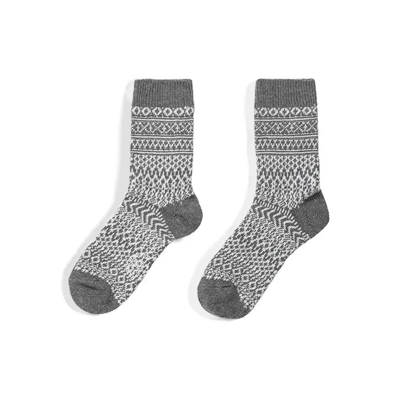 Amekaji Crew Socks Vintage Patterns Men's Knitted Socks