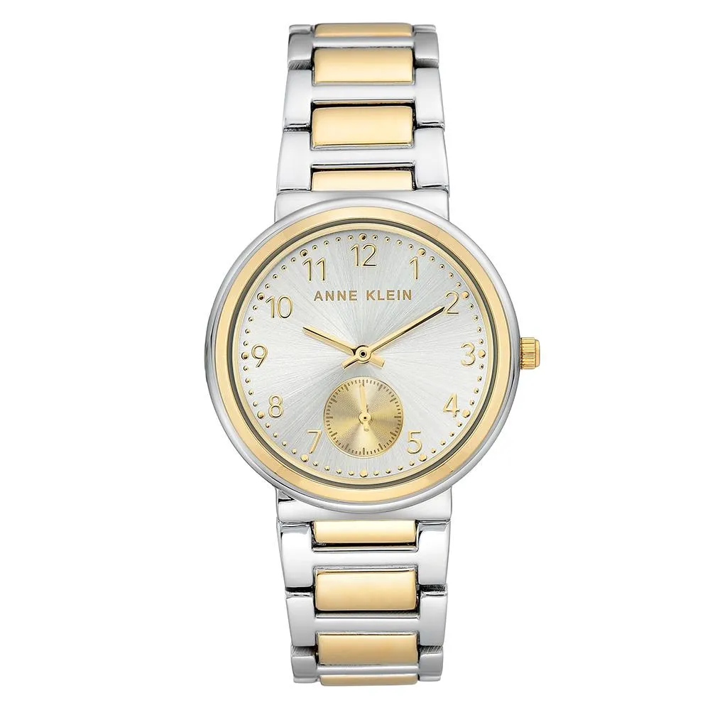 Anne Klein Two-tone Stainless Steel Silver Dial Women's Watch - AK3407SVTT