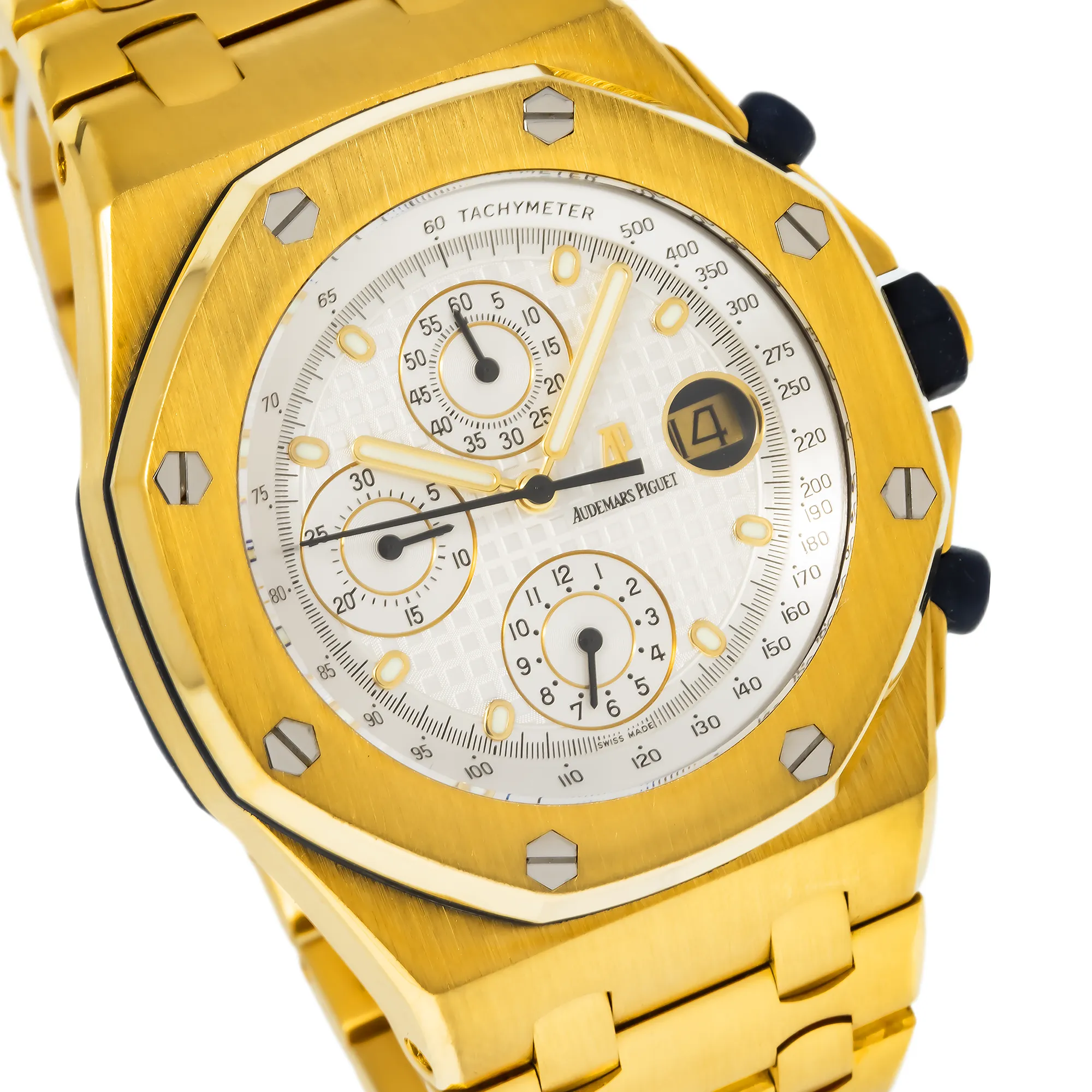 Audemars Piguet Royal Oak Offshore Chronograph Yellow Gold White Dial 25721BA.OO.1000BA.03