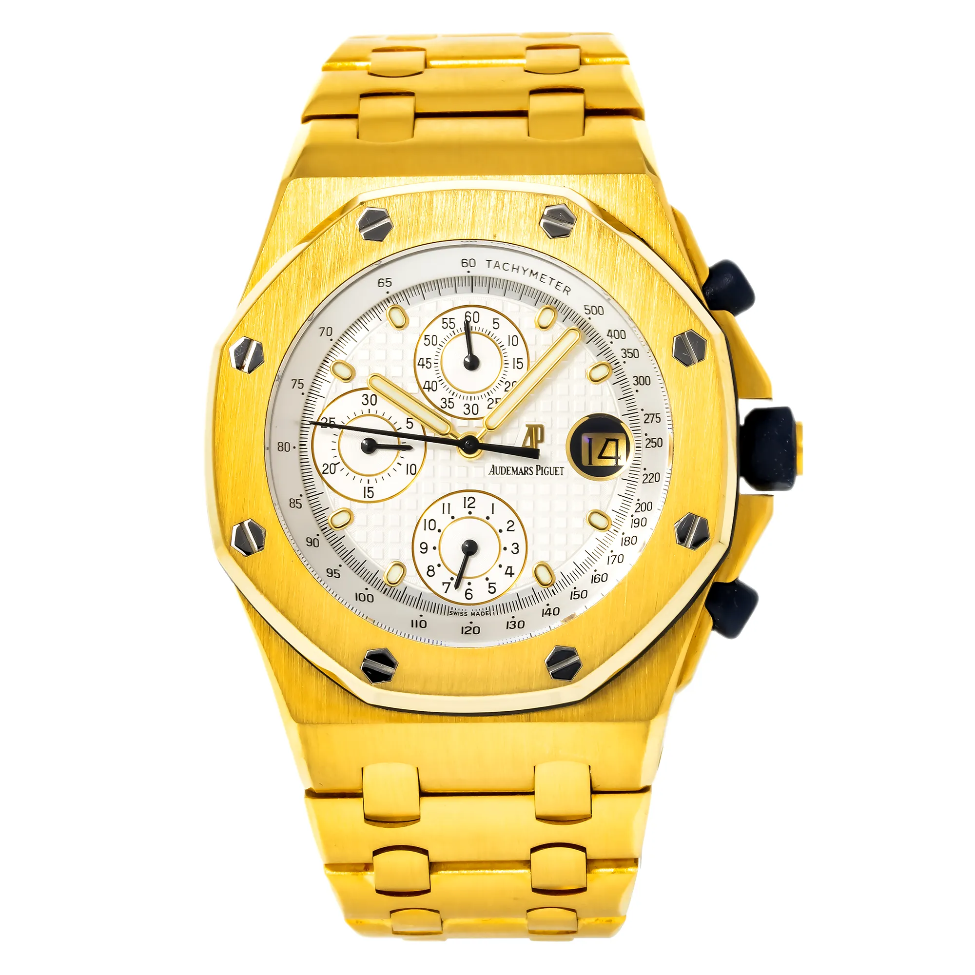 Audemars Piguet Royal Oak Offshore Chronograph Yellow Gold White Dial 25721BA.OO.1000BA.03