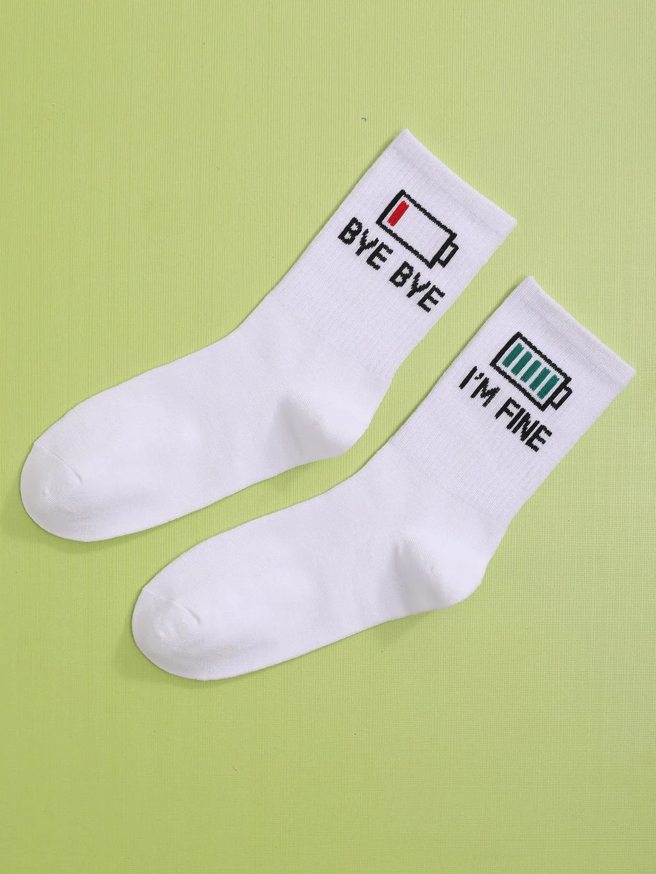 Battery Pattern Crew Socks Funny Socks for Women Novelty Socks Funky Socks Gift