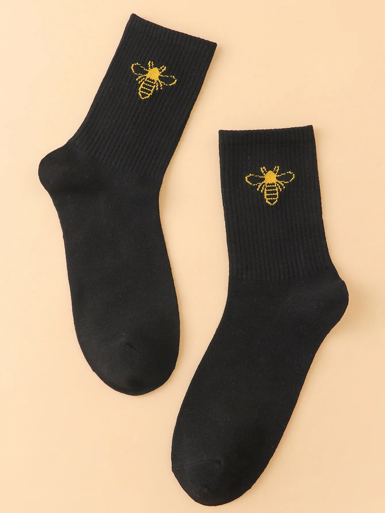 Bee Pattern Crew Socks for Women Fun Socks Funky Socks Novelty Socks