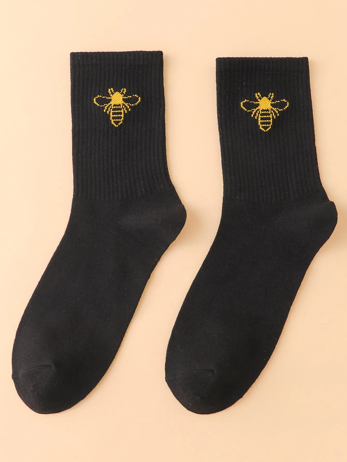 Bee Pattern Crew Socks for Women Fun Socks Funky Socks Novelty Socks