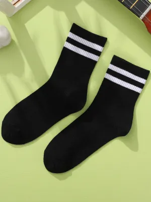 Black and White Striped Crew Socks Silly Socks for Women Funky Socks Funny Socks