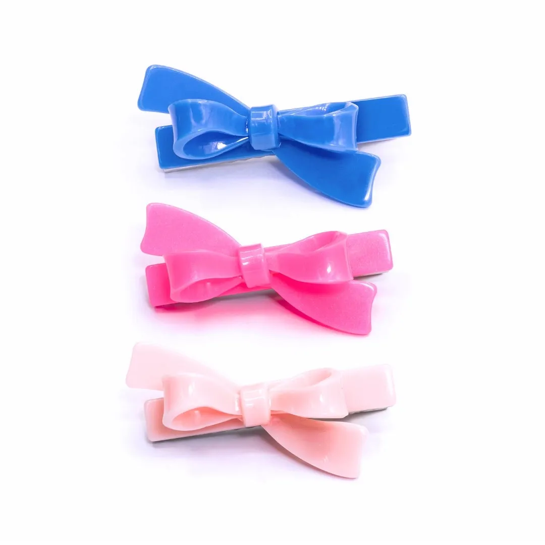 Blue and Pinks Bow Hair Clips