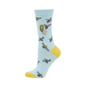 Blue Banded Bee Women's Bamboo Crew Socks