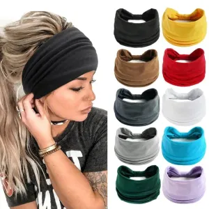 Boho Solid Colour Wide Headbands - Soft, Stylish Hair Accessories for Women and Girls