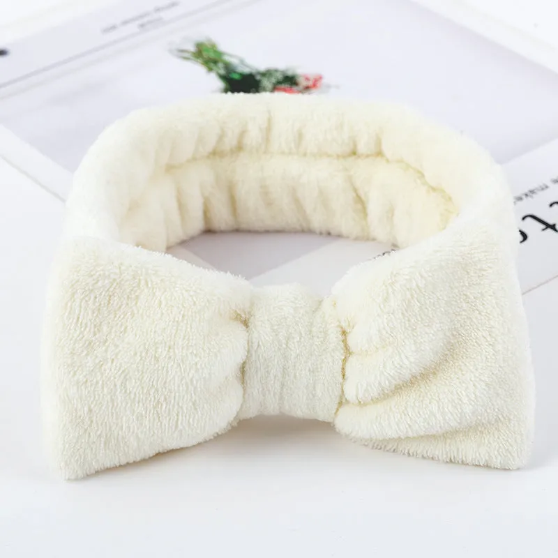 Bowknot Makeup Headband Soft Fleece for Face Washing and Skincare