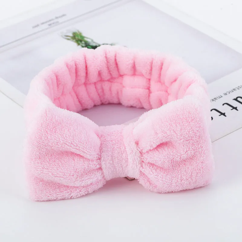 Bowknot Makeup Headband Soft Fleece for Face Washing and Skincare