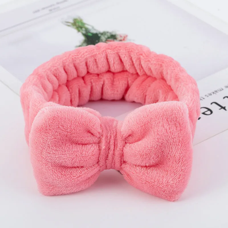 Bowknot Makeup Headband Soft Fleece for Face Washing and Skincare