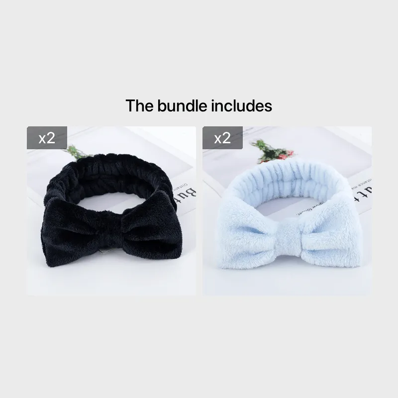 Bowknot Makeup Headband Soft Fleece for Face Washing and Skincare