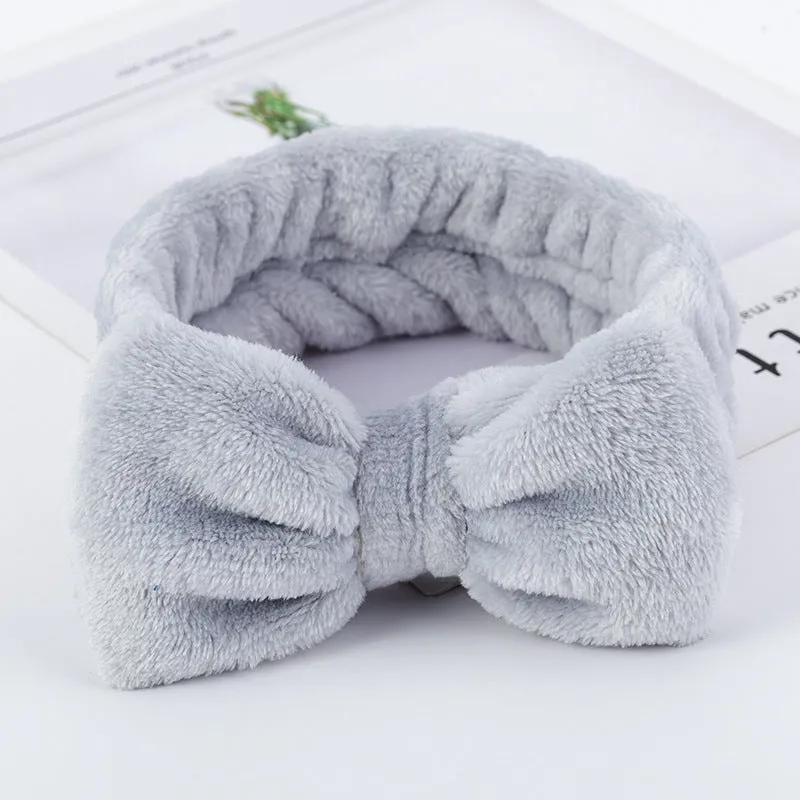 Bowknot Makeup Headband Soft Fleece for Face Washing and Skincare