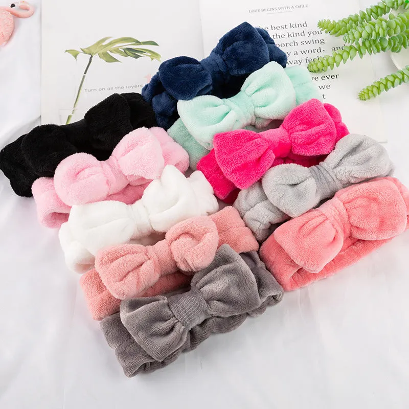 Bowknot Makeup Headband Soft Fleece for Face Washing and Skincare