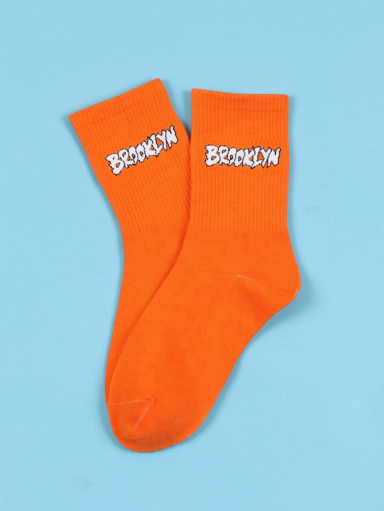 Brooklyn Orange Crew Socks Silly Socks for Men Funky Socks Funny Socks Novelty