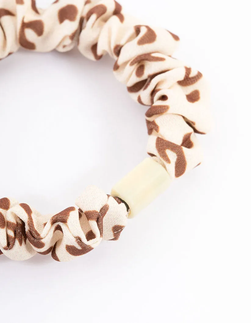 Brown Fabric Clamp Thin Scrunchie