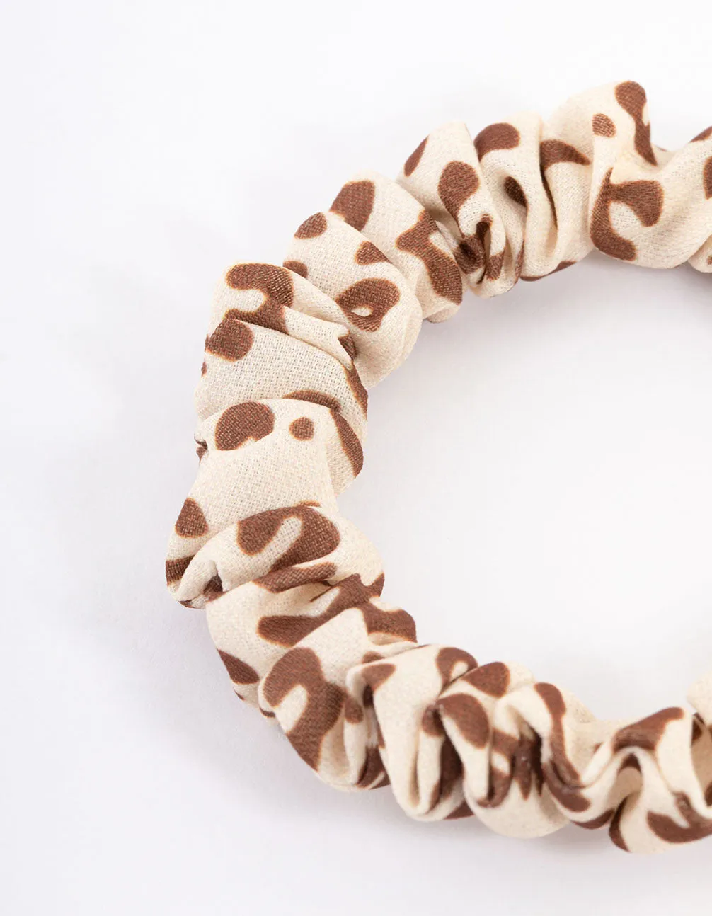 Brown Fabric Clamp Thin Scrunchie