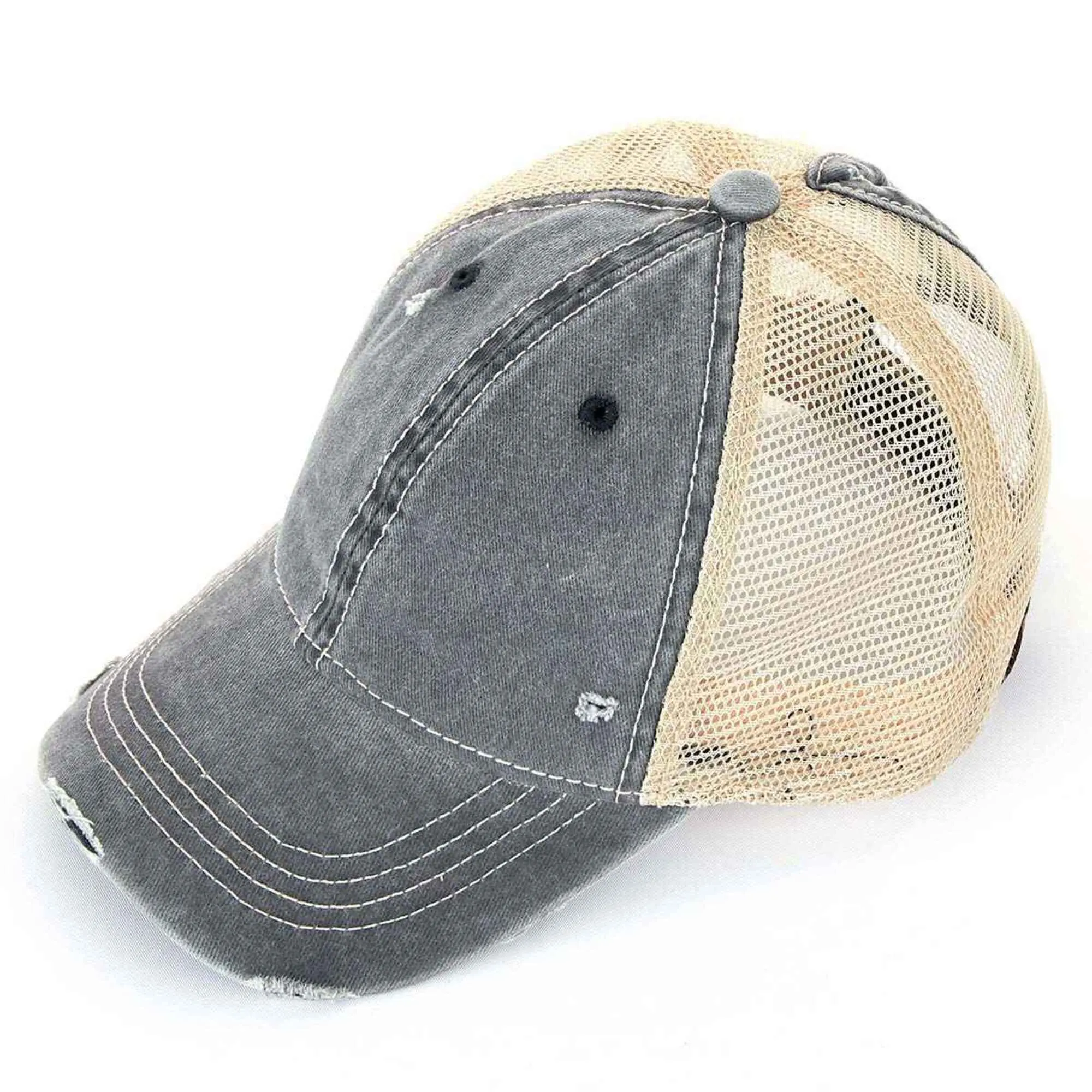 BT12 Washed Mesh Back High Pony Baseball Cap