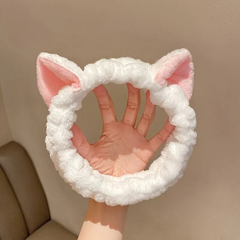 Cat Ear Coral Fleece Spa Headband Stylish Face Washing Accessory