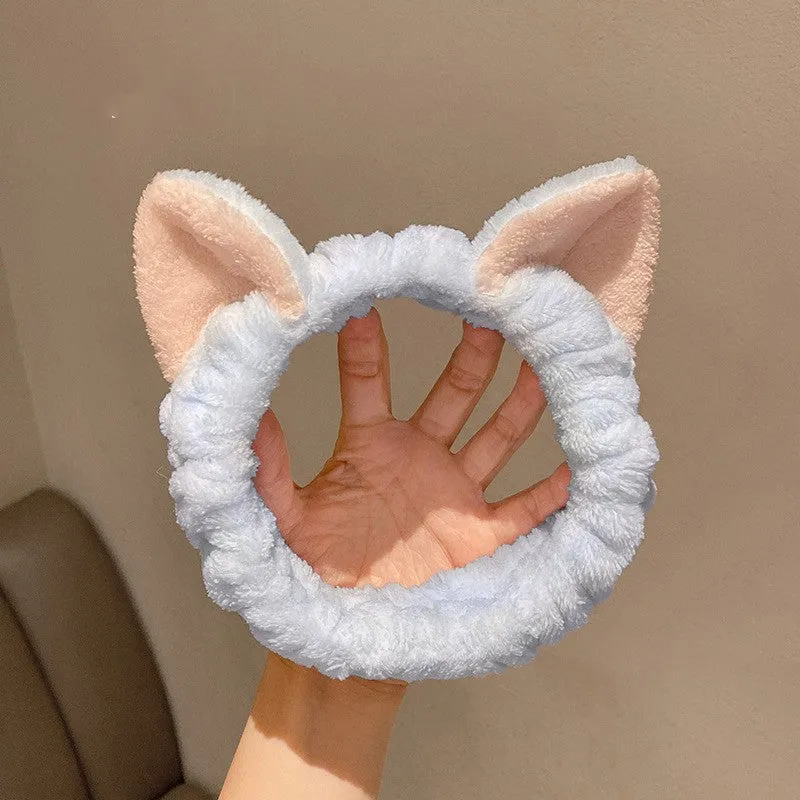 Cat Ear Coral Fleece Spa Headband Stylish Face Washing Accessory