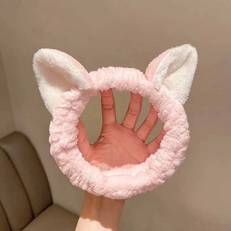 Cat Ear Coral Fleece Spa Headband Stylish Face Washing Accessory