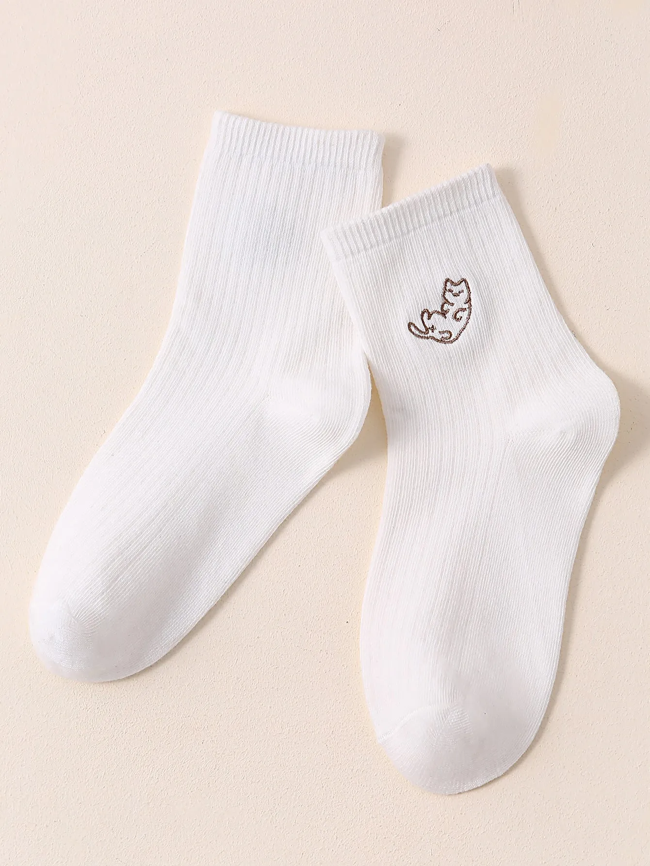 Cat Embroidery Crew Socks Silly Socks for Women Funky Socks Funny Socks Novelty