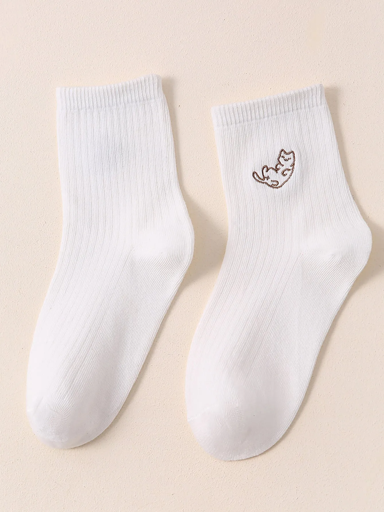 Cat Embroidery Crew Socks Silly Socks for Women Funky Socks Funny Socks Novelty