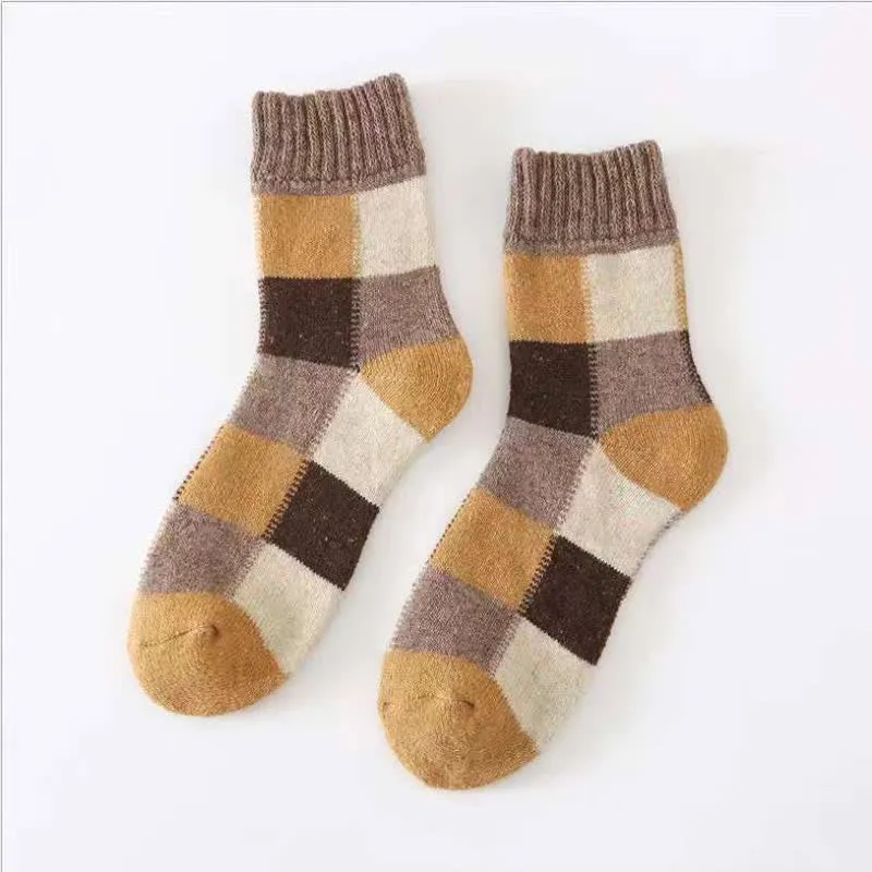 Color-Blocking Wool Thickening Crew Socks