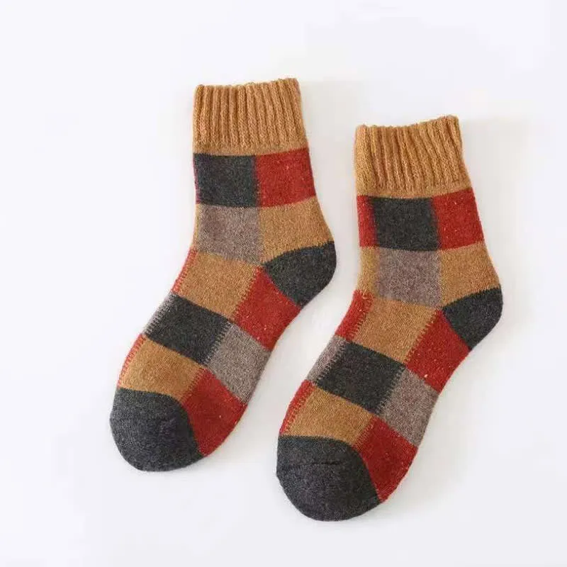 Color-Blocking Wool Thickening Crew Socks