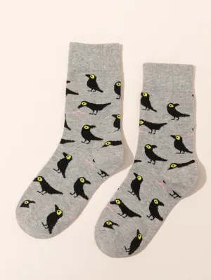 Crow Bird Crew Socks Funny Socks for Women Novelty Socks Funky Socks Gift for