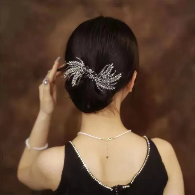 Crystal Feather Hair Clips