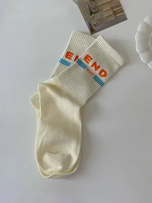 END Typography Crew Socks Funny Socks for Women Novelty Socks Funky Socks Gift