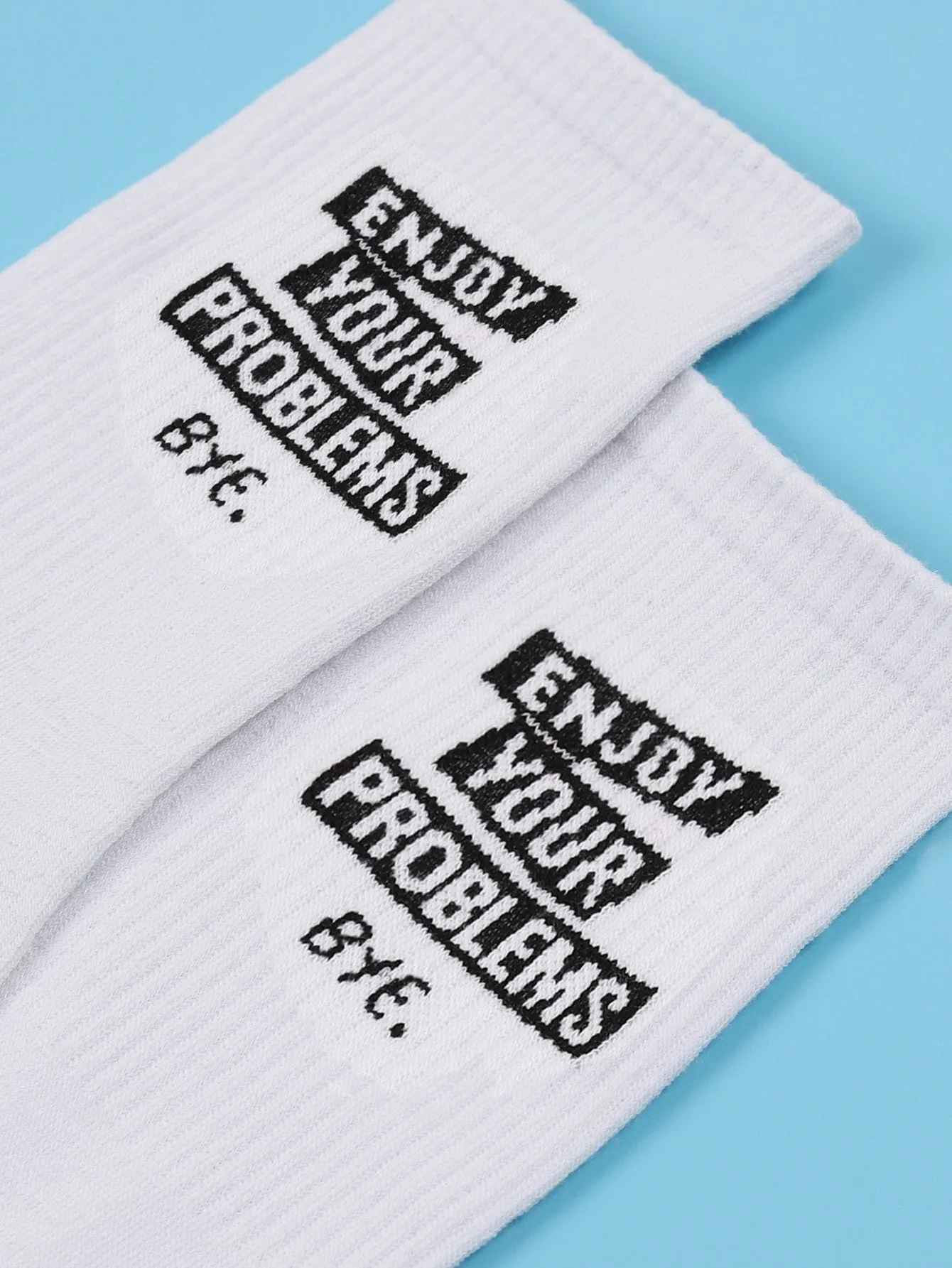 Enjoy Your Problems Sign Crew Socks Silly Socks for Men Funky Socks Funny Socks