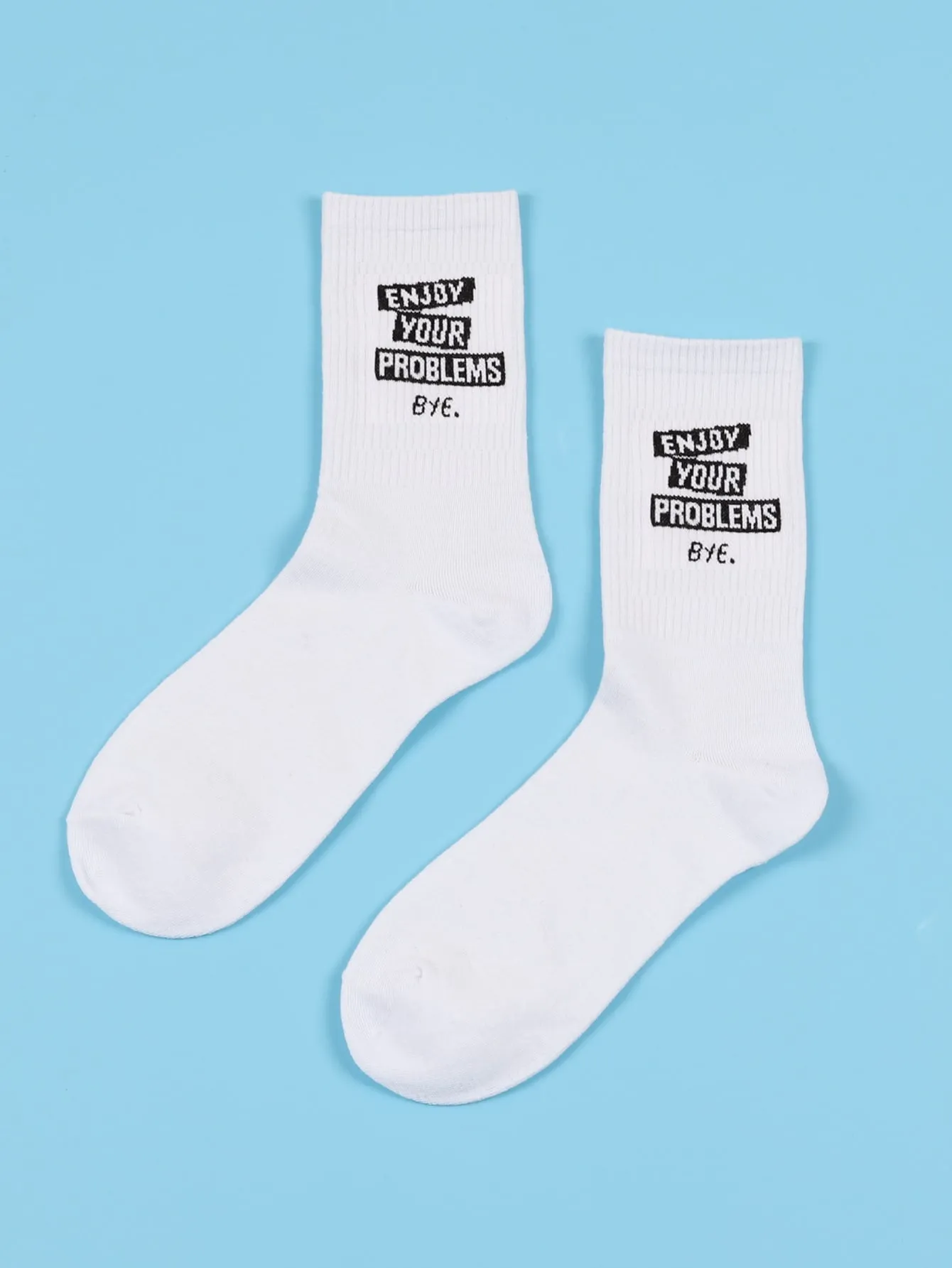 Enjoy Your Problems Sign Crew Socks Silly Socks for Men Funky Socks Funny Socks