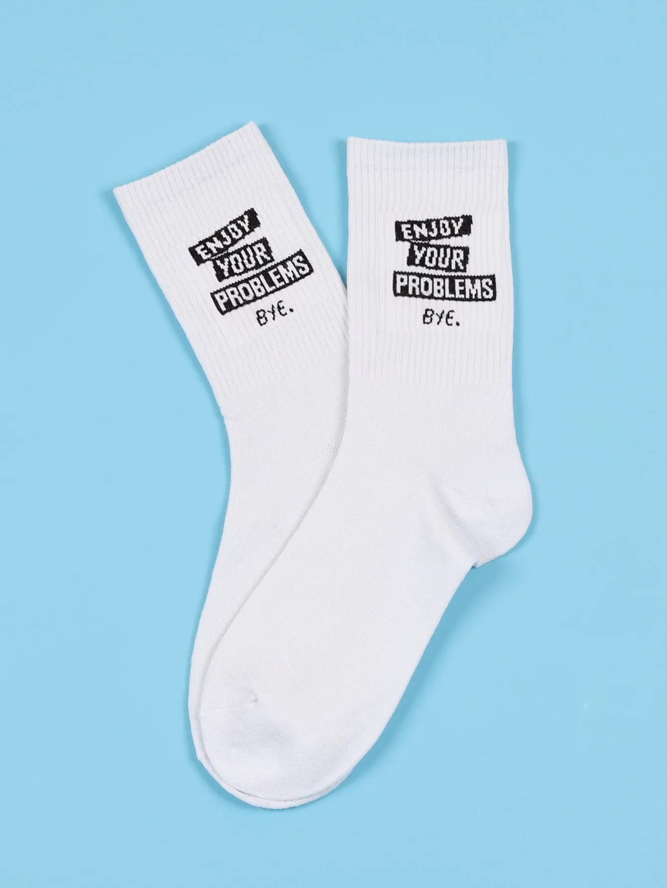 Enjoy Your Problems Sign Crew Socks Silly Socks for Men Funky Socks Funny Socks