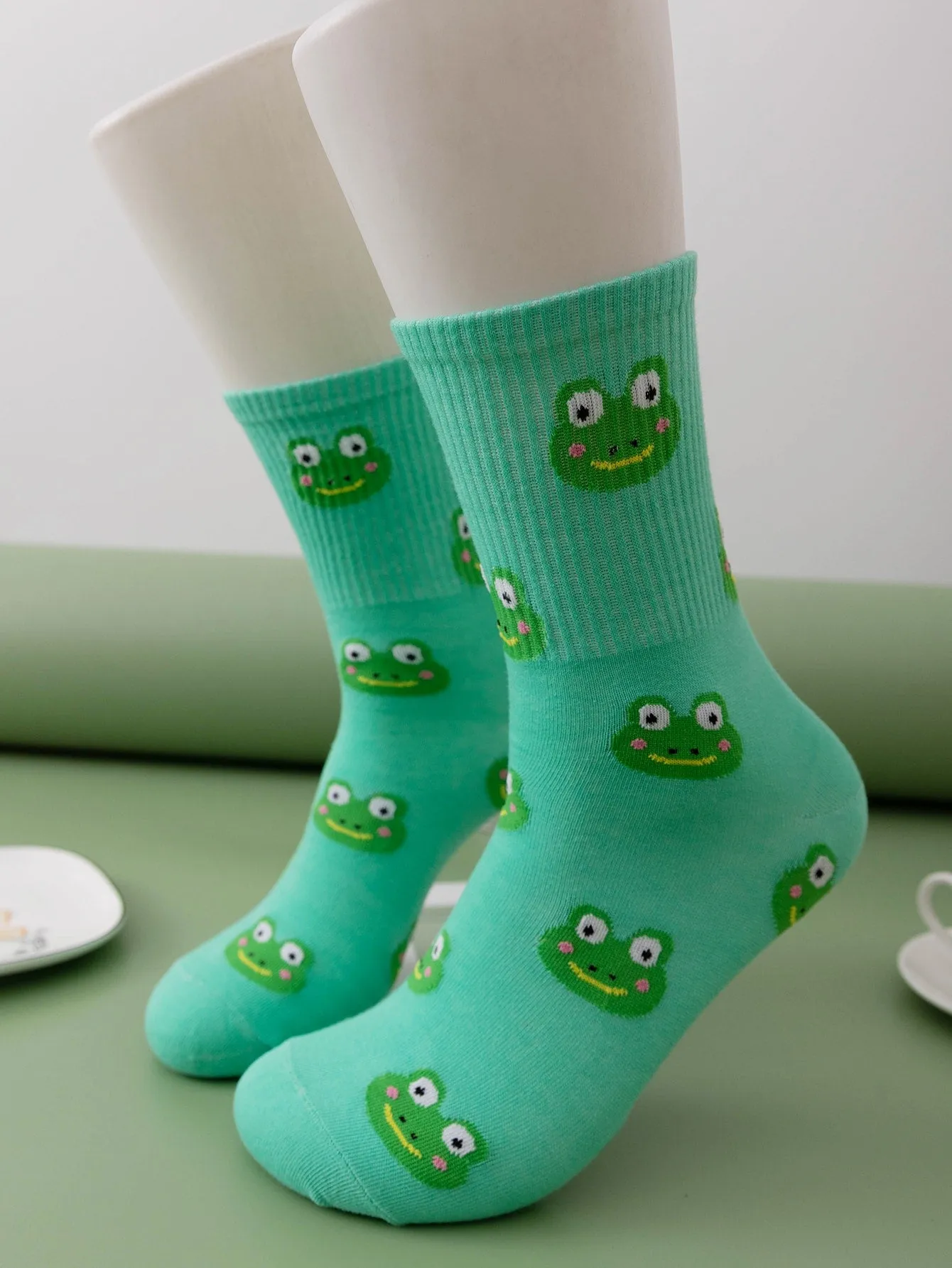 Frog Pattern Crew Socks for Women Fun Socks Funky Socks Novelty Socks