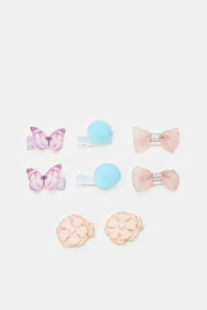 Girls Assorted Embellished Hair Clip Set (Pack of 8)