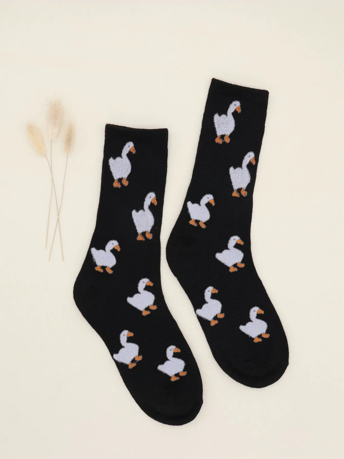 Goose Pattern Crew Socks for Men Fun Socks Funky Socks Novelty Socks