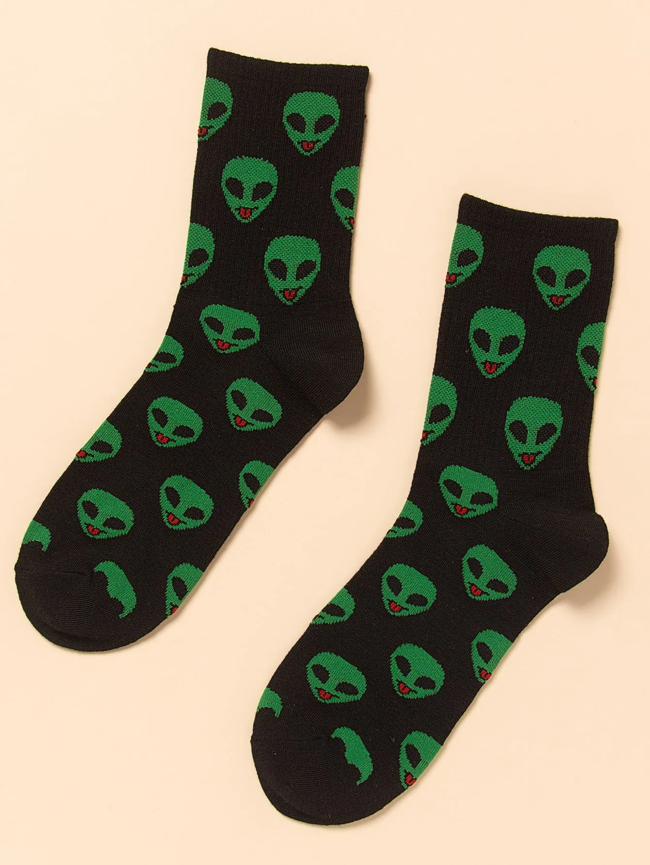 Green Alien Crew Socks Funny Socks for Men Novelty Socks Funky Socks Gift for