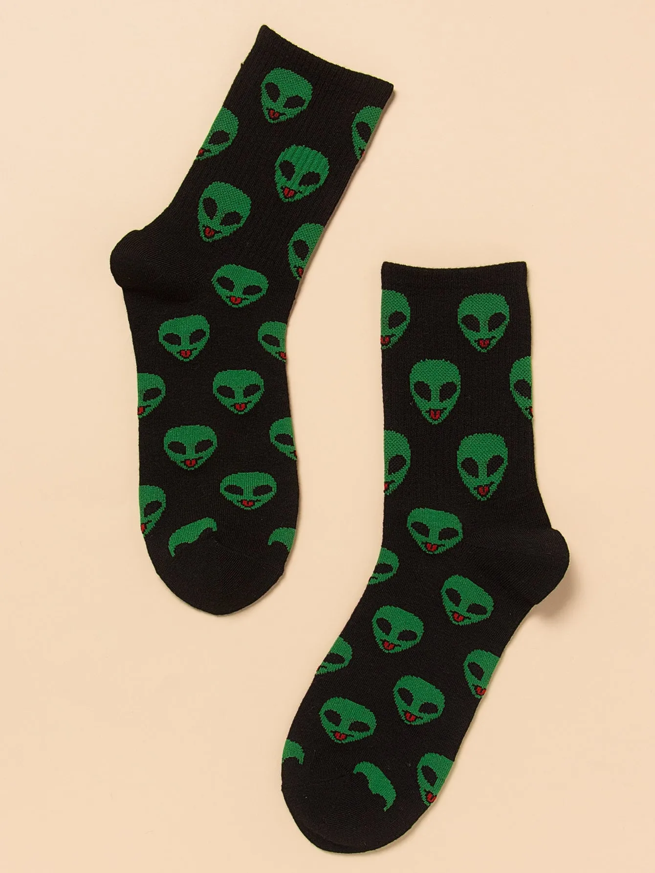 Green Alien Crew Socks Funny Socks for Men Novelty Socks Funky Socks Gift for