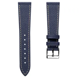 Hand-Stitched Textured Italian Leather Watch Strap  - Alpine Blue